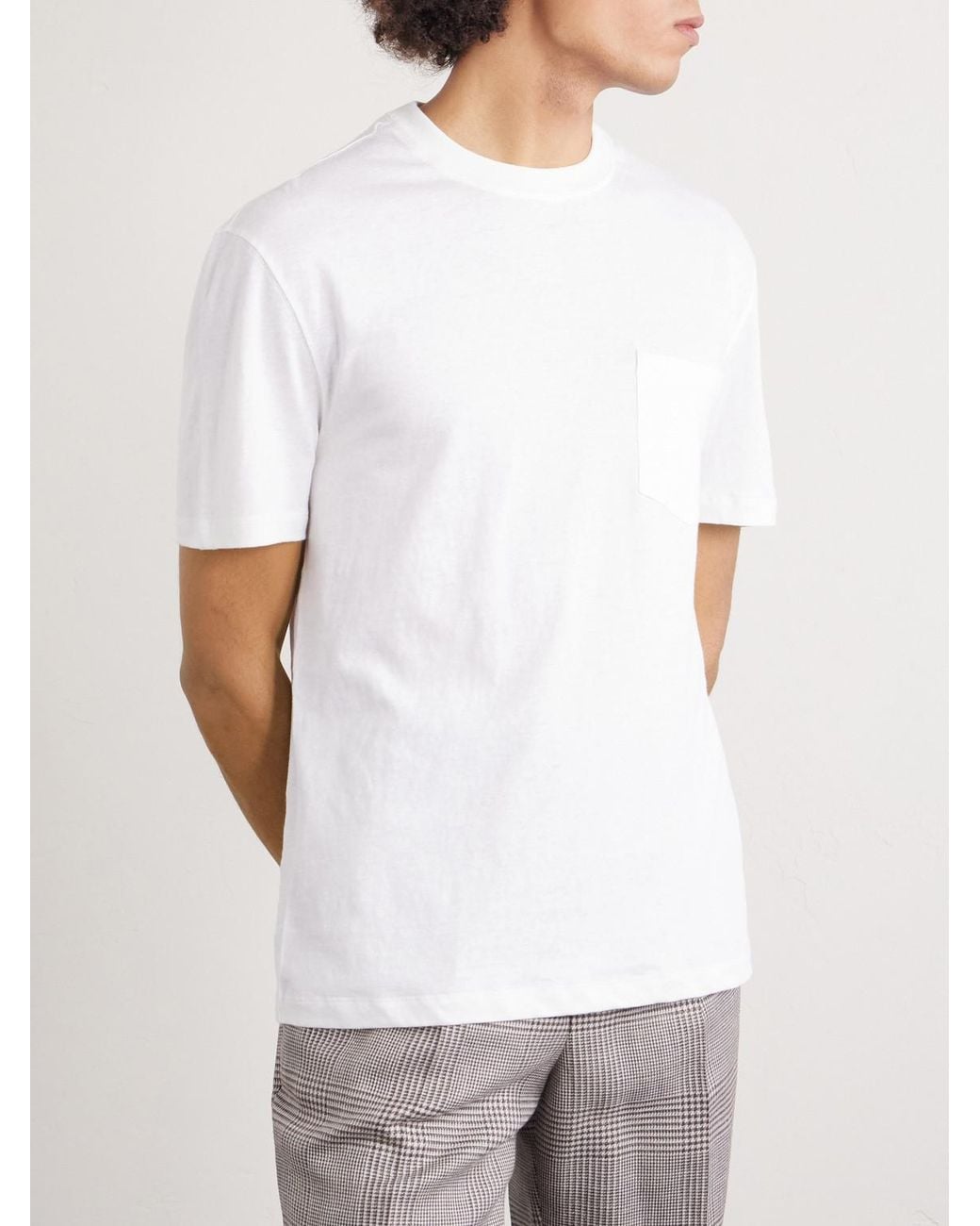 Brunello Cucinelli White Linen And Cotton-blend T-shirt for men