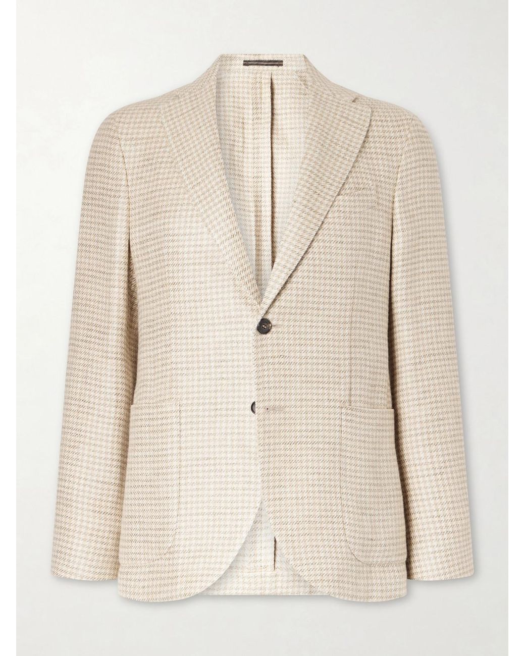 Slowear Natural Houndstooth Linen And Silk-Blend Blazer for men