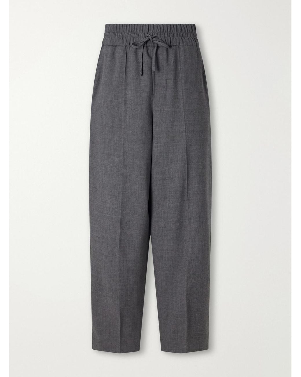 AMI Gray Wide-Leg Virgin Wool Trousers for men