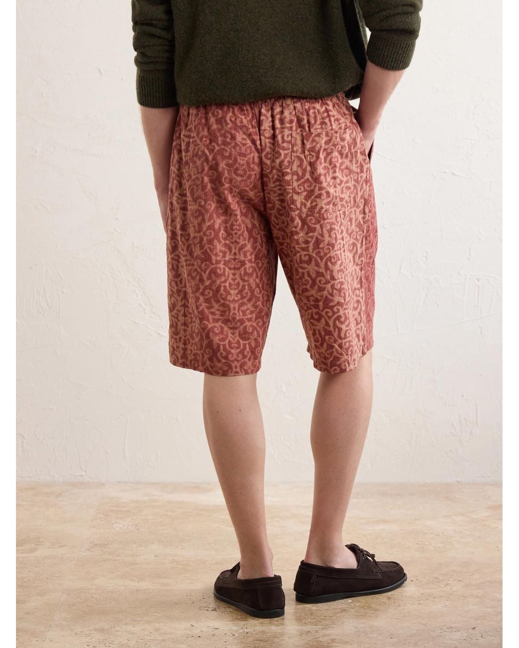 Kardo Red Milo Shibori Straight-Leg Printed Cotton Shorts for men