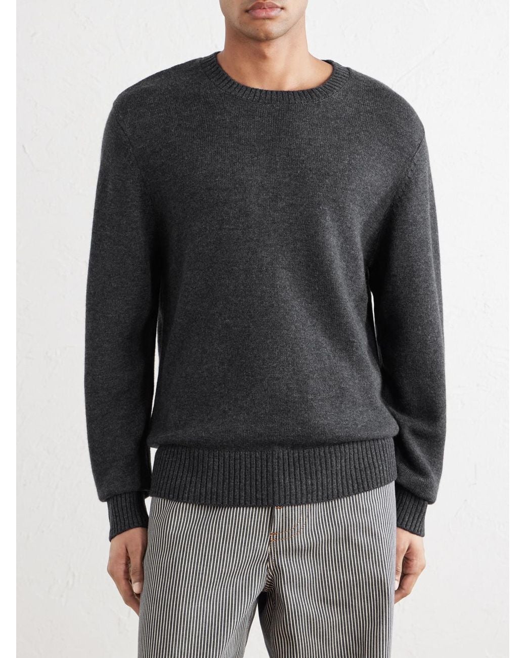 Officine Generale Black Mycrew Merino Wool And Cashmere-Blend Sweater for men