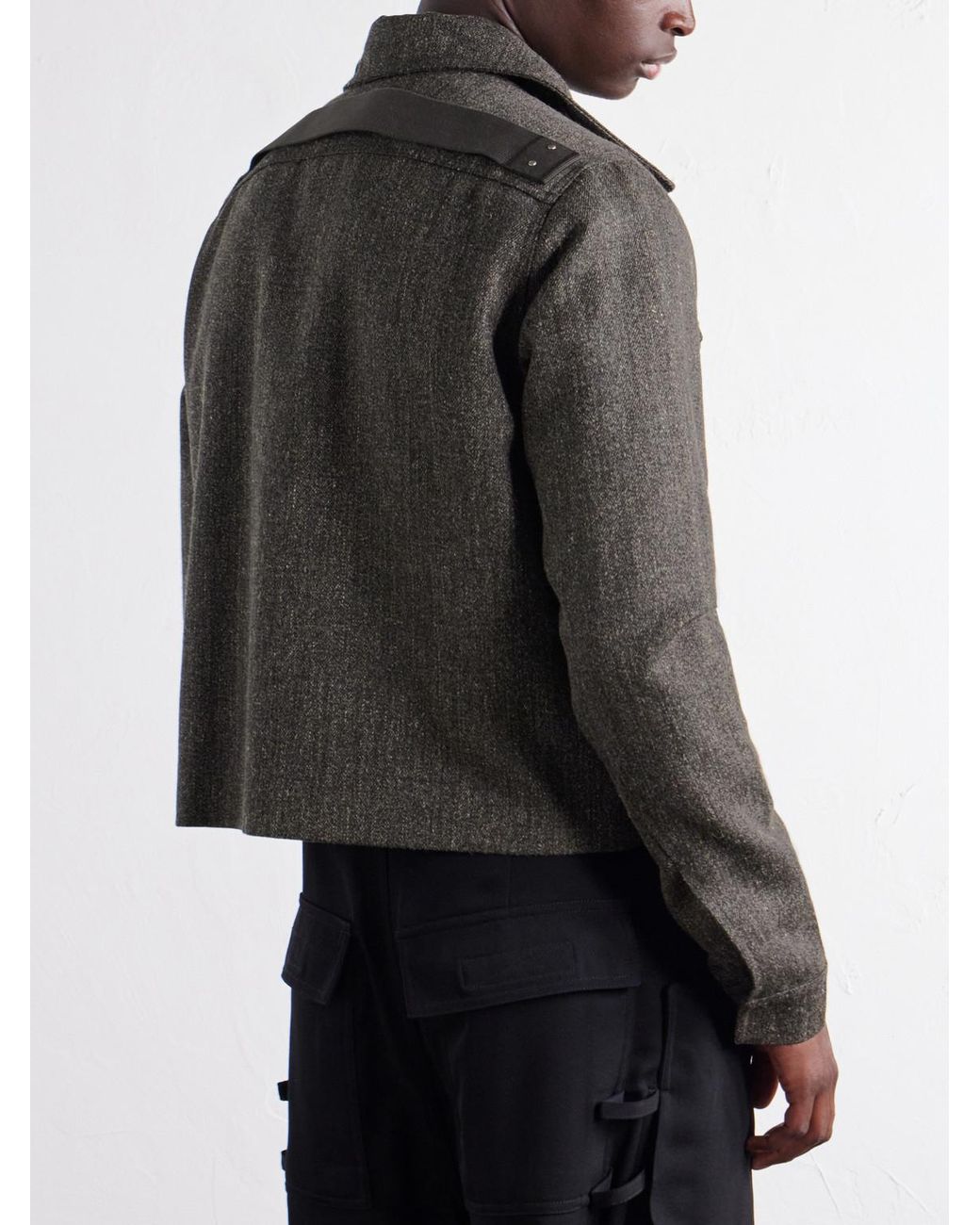 Rick Owens Gray Tower Alice Mélange Wool Bomber Jacket for men
