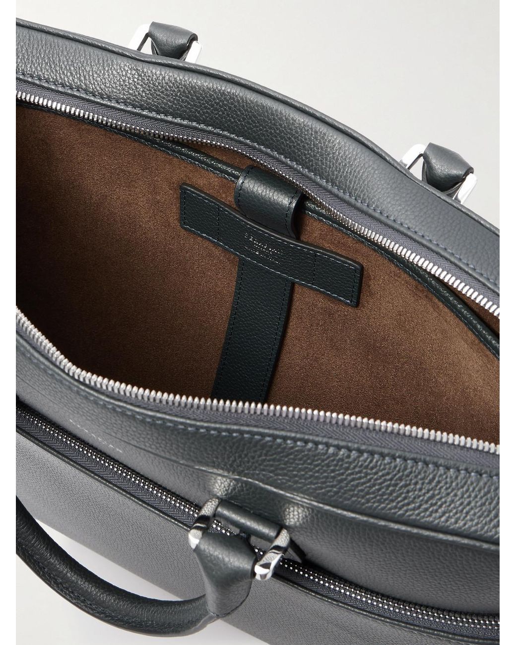 Serapian Black Cachemire Full-Grain Leather Briefcase for men