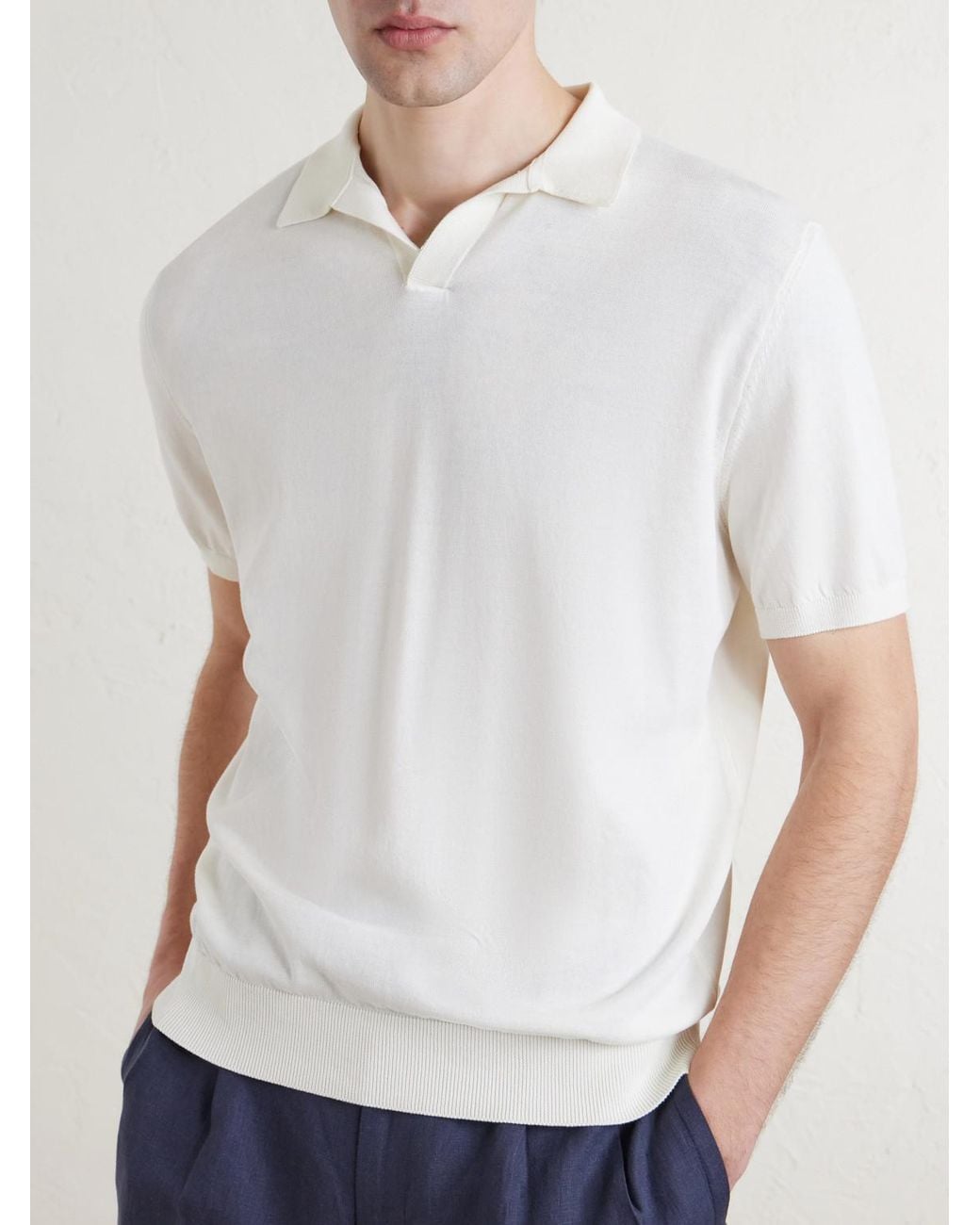 Rubinacci White Cotton Polo Shirt for men