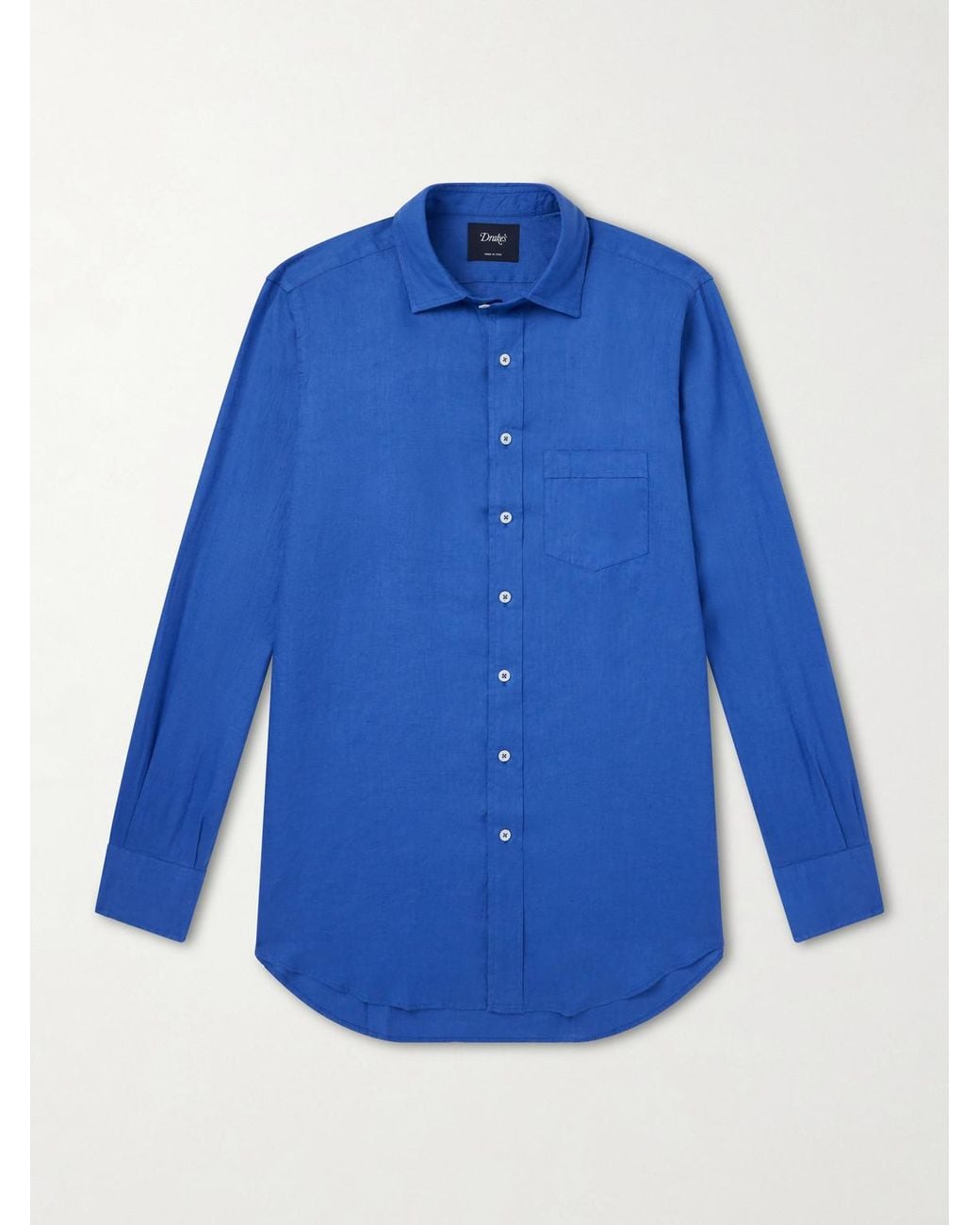 Drake's Blue Linen Shirt for men