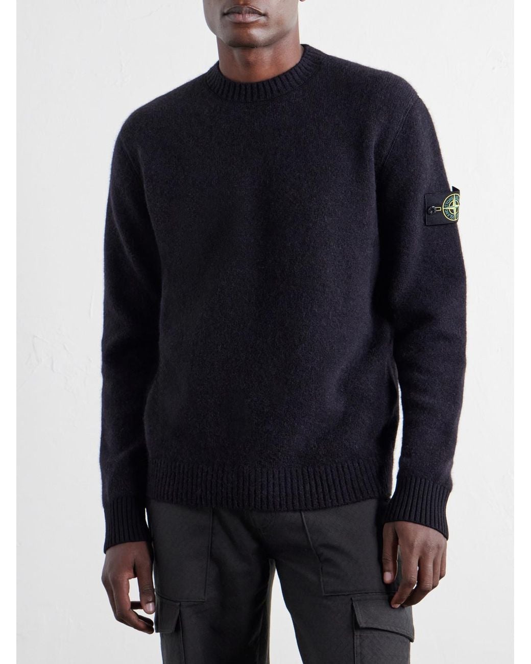 Stone Island Blue Wool-Blend Sweater for men