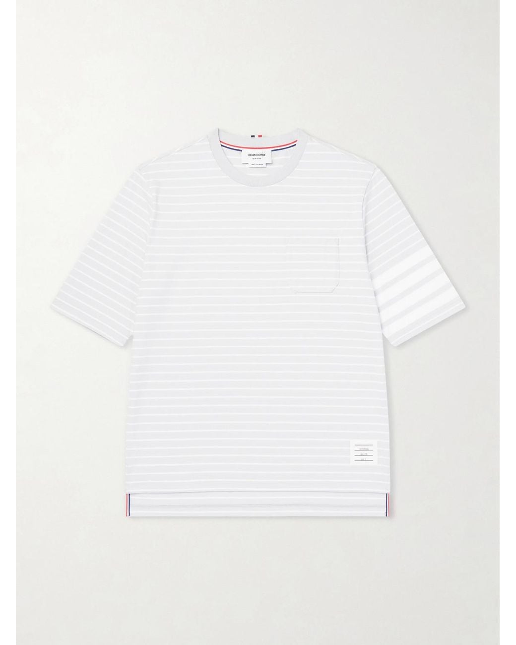 Thom Browne White Striped Cotton Jersey T-Shirt for men