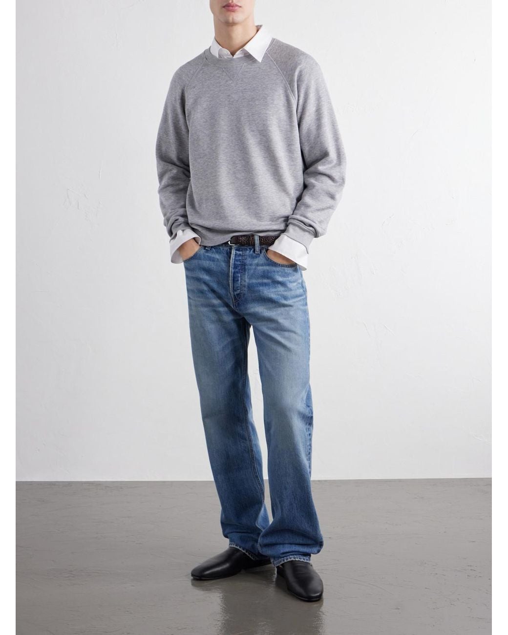 Totême Gray Cotton And Silk-Blend Jersey Sweater for men