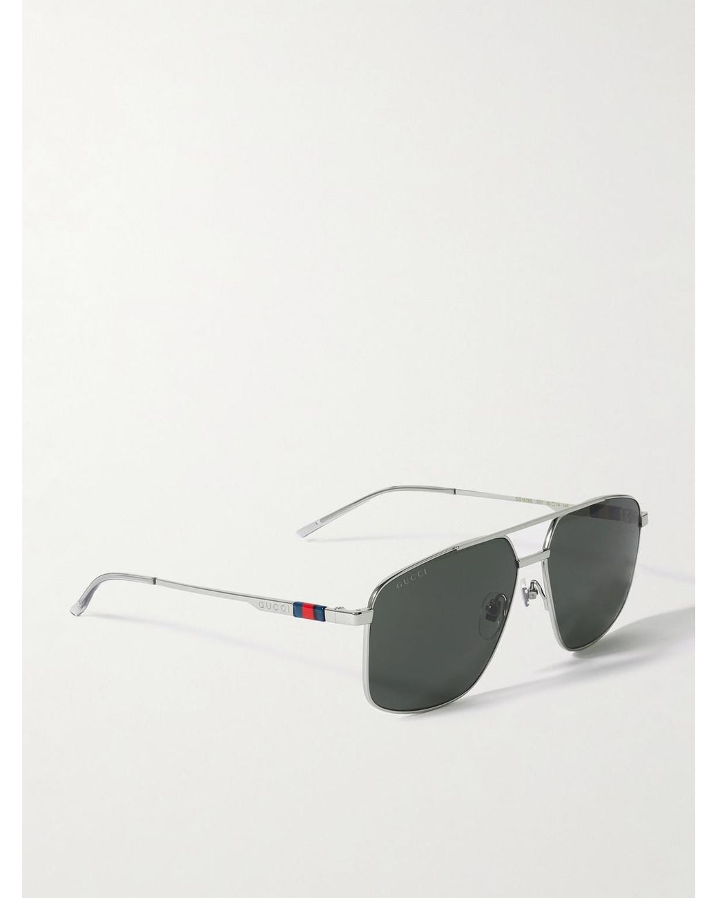 Gucci Gray Double-Bridge Aviator-Style-Tone Metal Sunglasses for men