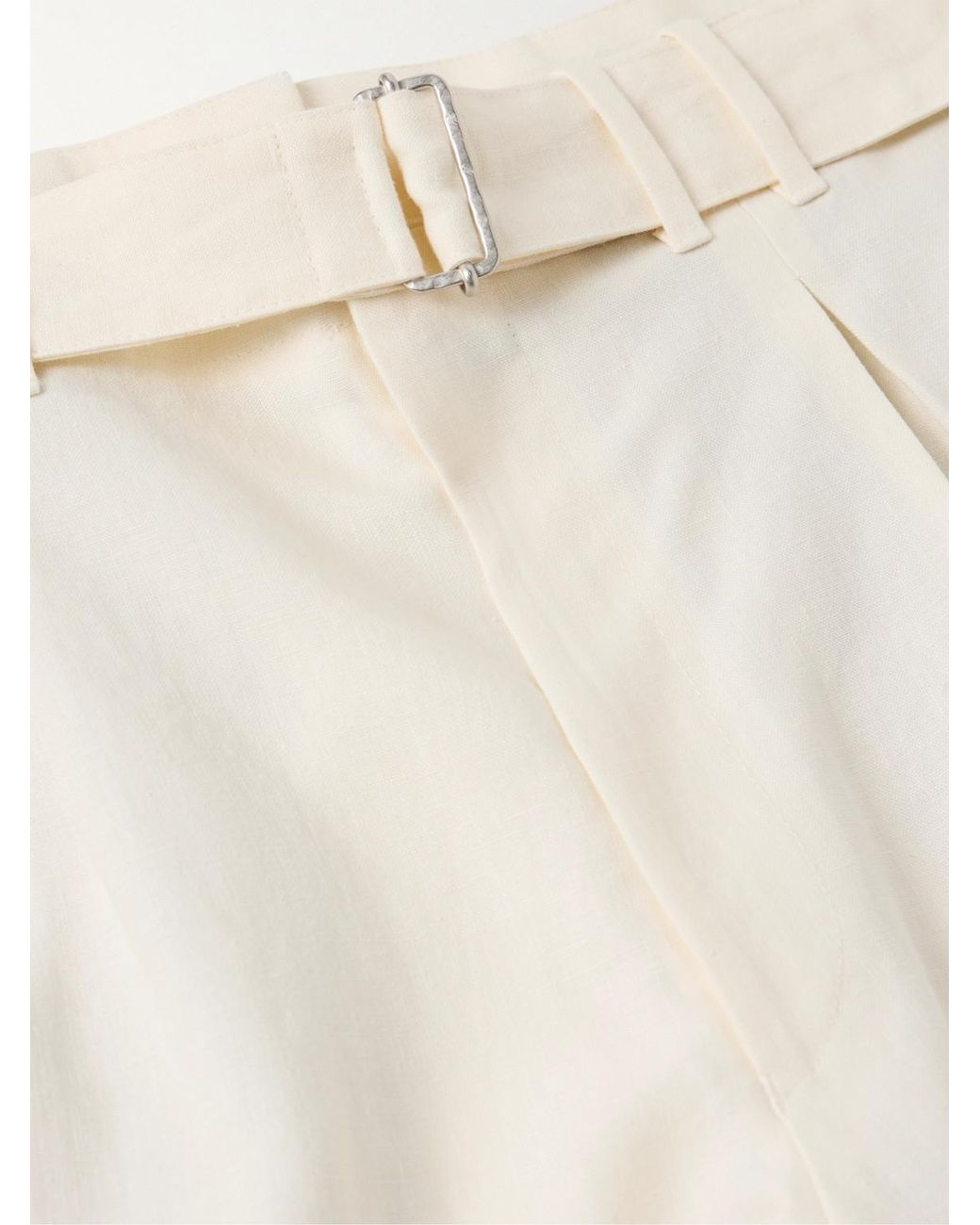 STÒFFA Natural Wide-Leg Belted Pleated Linen Shorts for men