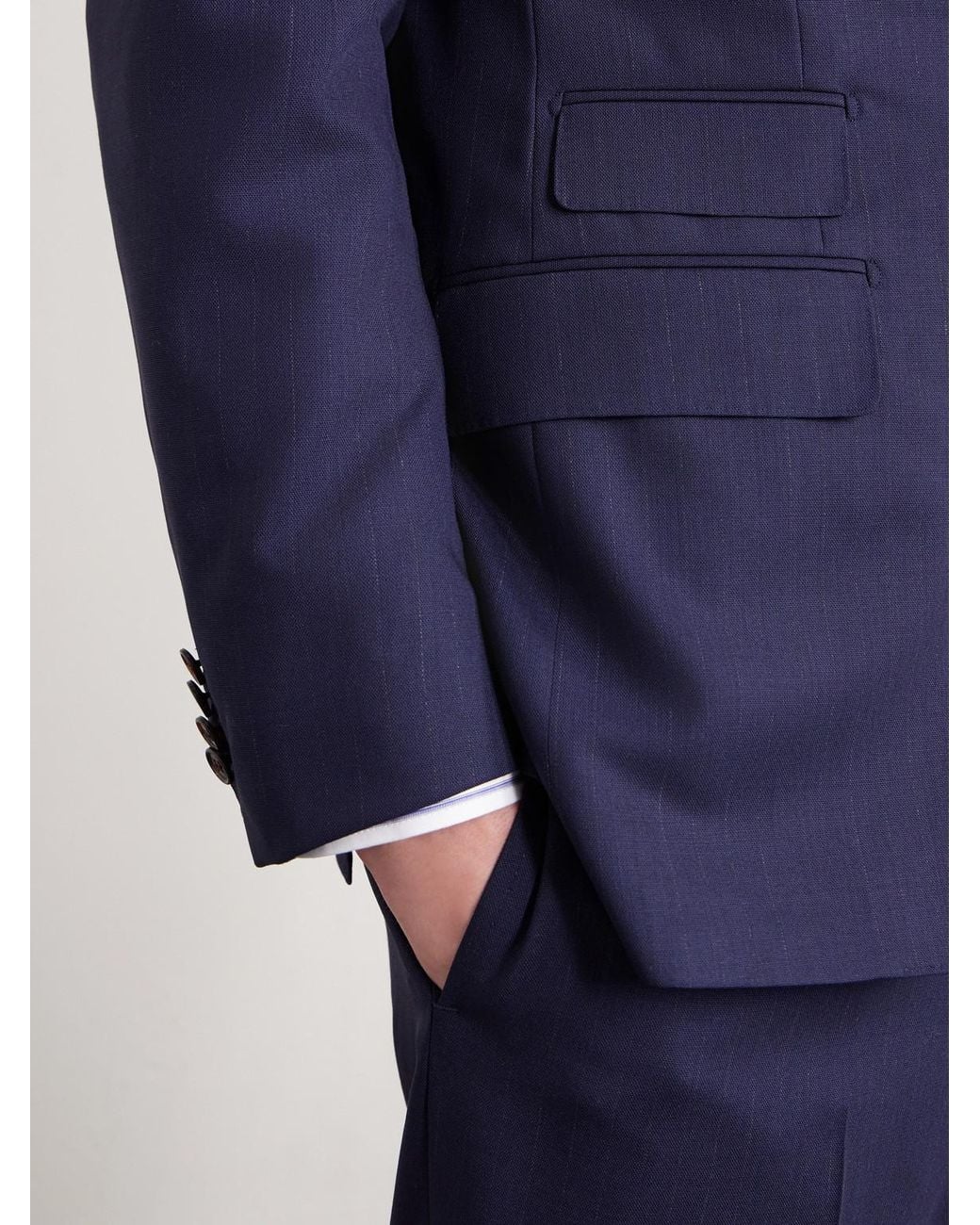 Dunhill Blue Pinstriped Wool Suit Jacket for men