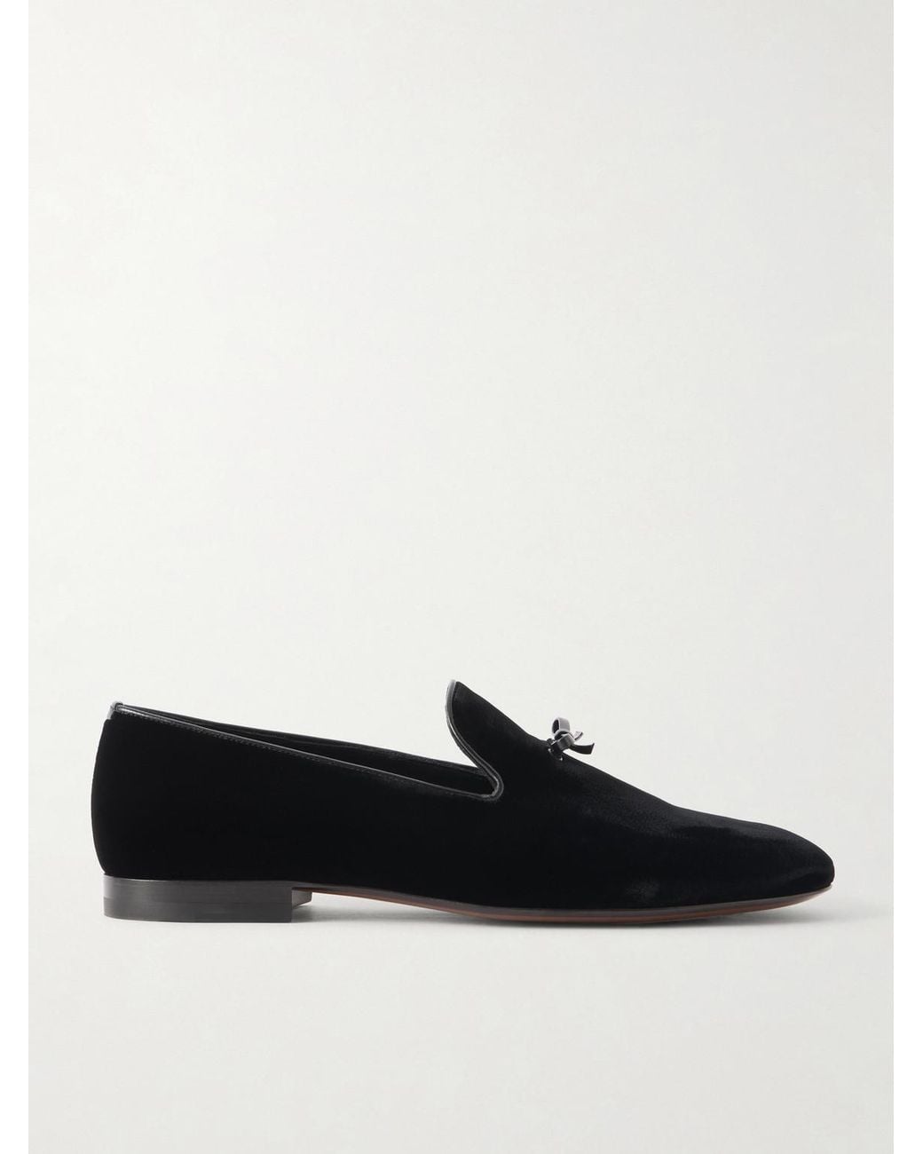 Tom Ford Black Scott Bow-Detailed Velvet Loafers for men