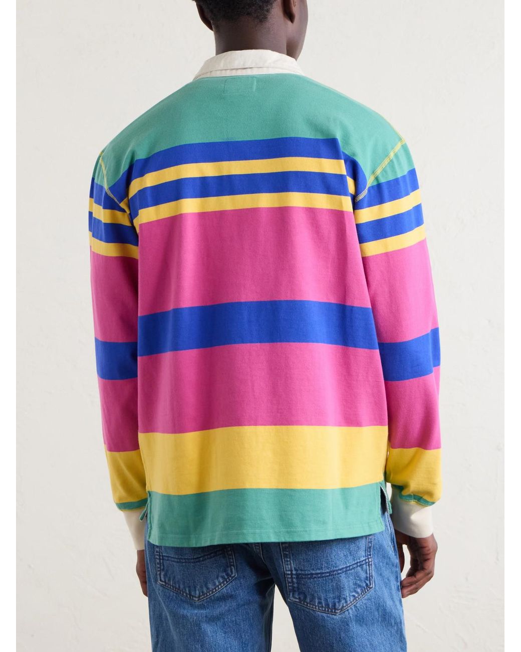 Drake's Multicolor Striped Cotton-Jersey Polo Shirt for men