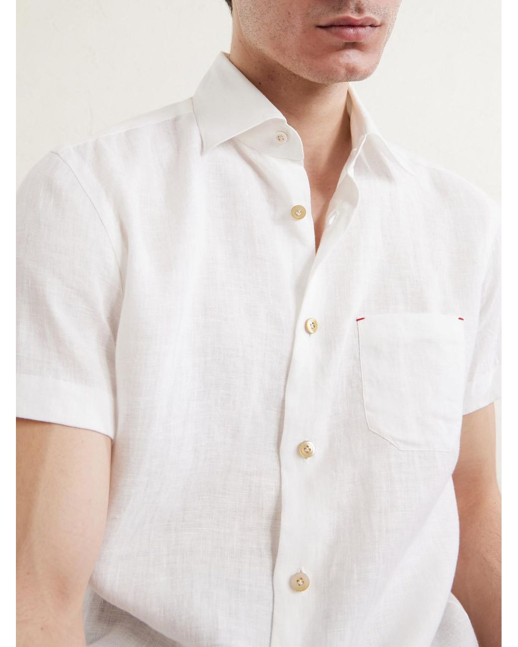 Kiton White Linen Shirt for men