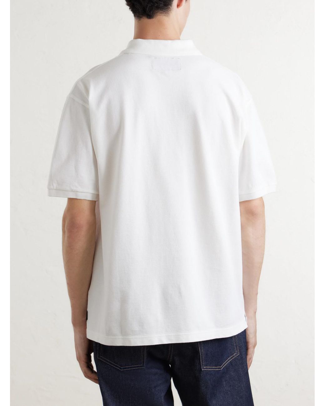 Neighborhood White Logo-Appliquéd Embroidered Cotton-Piqué Polo Shirt for men