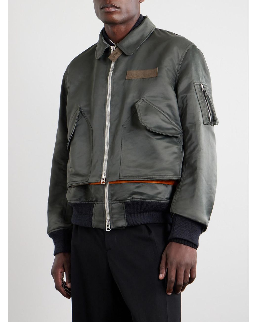 Sacai Gray Cotton-Blend Twill Blouson Jacket for men