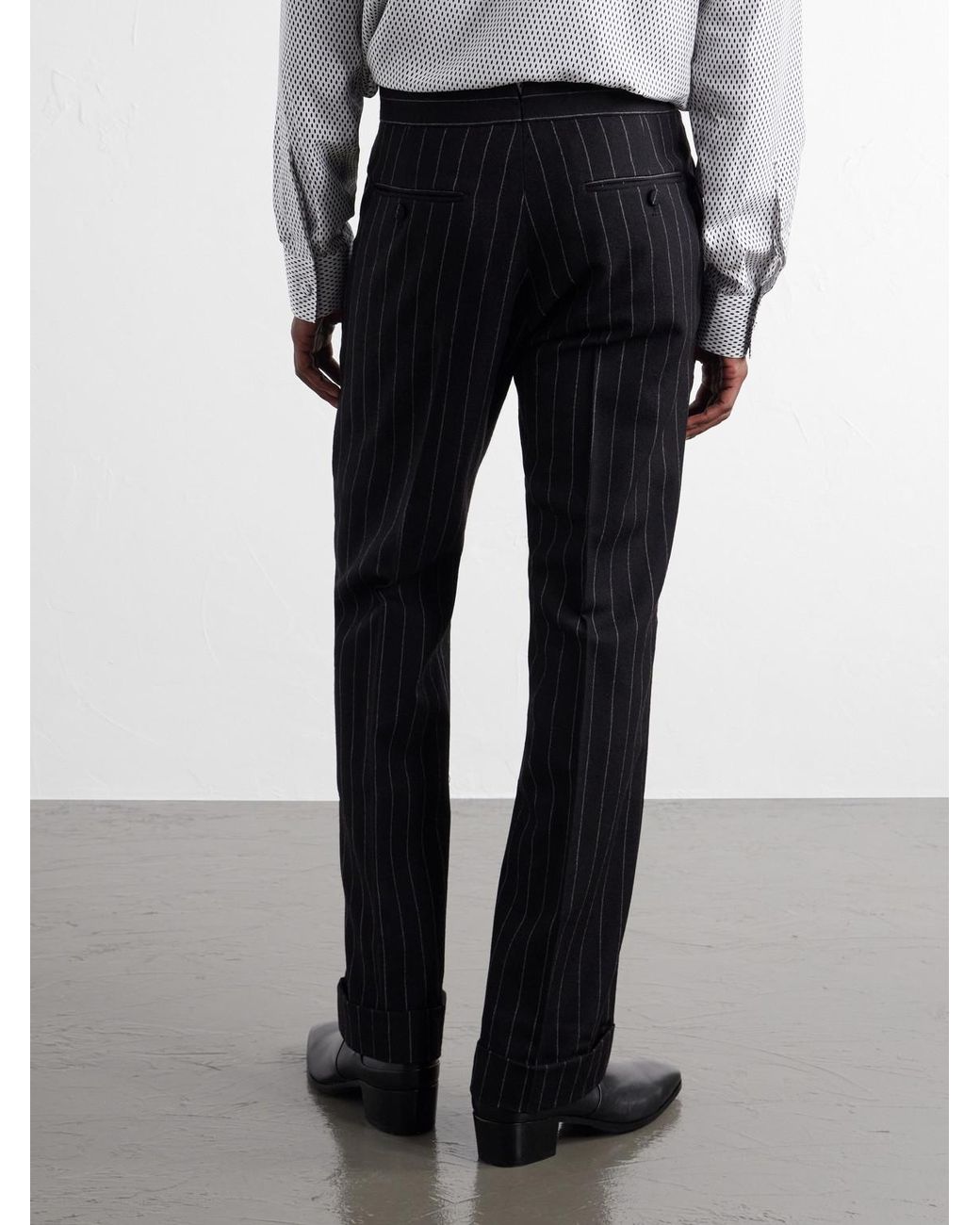 Tom Ford Black Straight-Leg Pinstriped Wool-Twill Suit Trousers for men