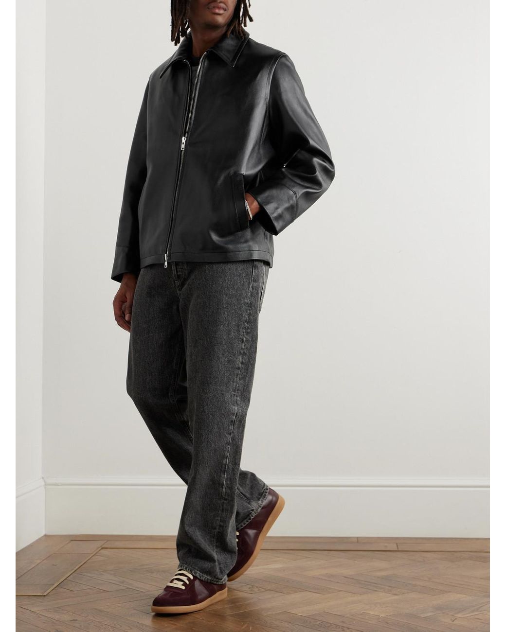 Agolde Black Chadwick Full-Grain Leather Jacket for men