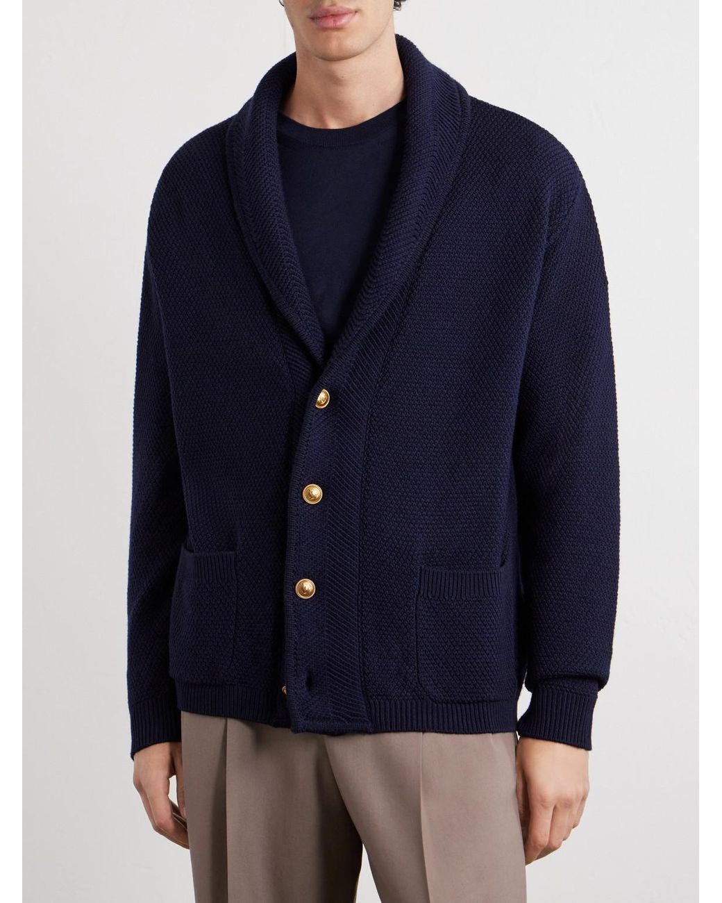 Valentino Garavani Blue Knit Wool Cardigan for men