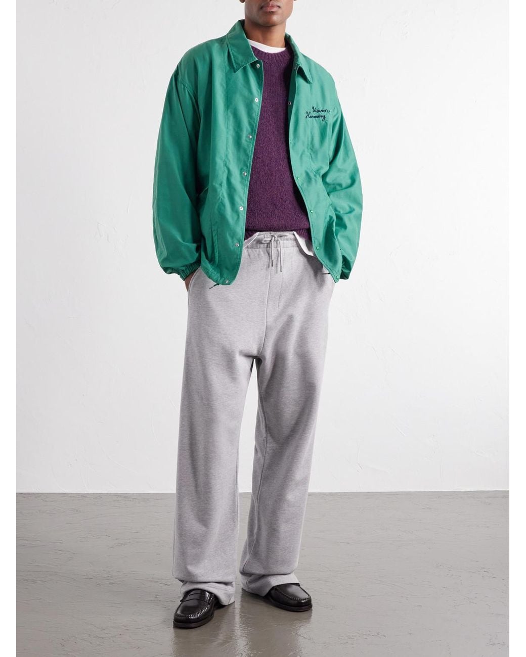 Visvim Green Windfall Embroidered Wool-Blend Jacket for men