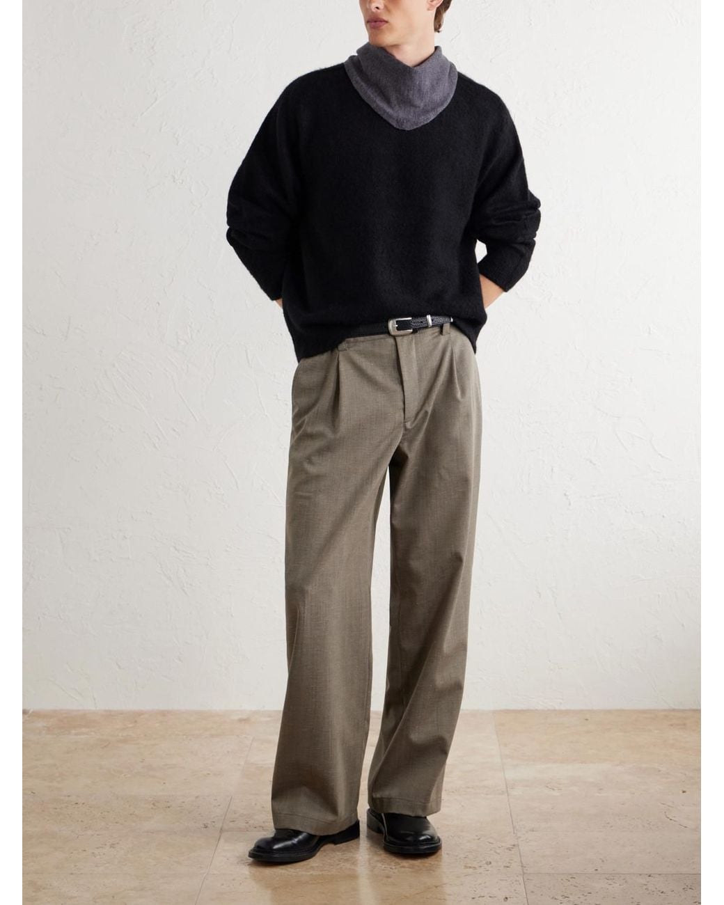 A.PRESSE Blue Brushed Cashmere Sweater for men