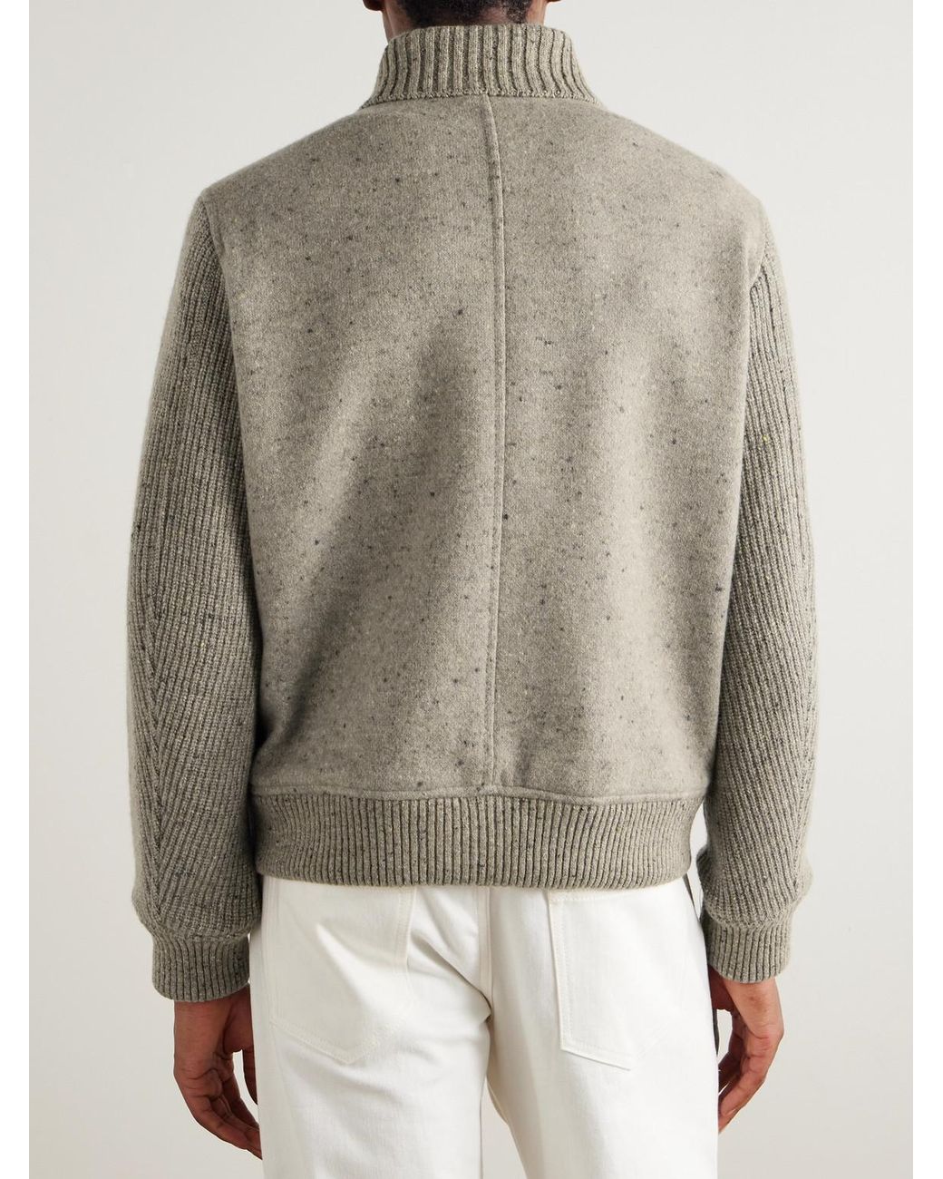Eleventy Natural Shawl-collar Wool And Cashmere-blend Bomber Jacket for men