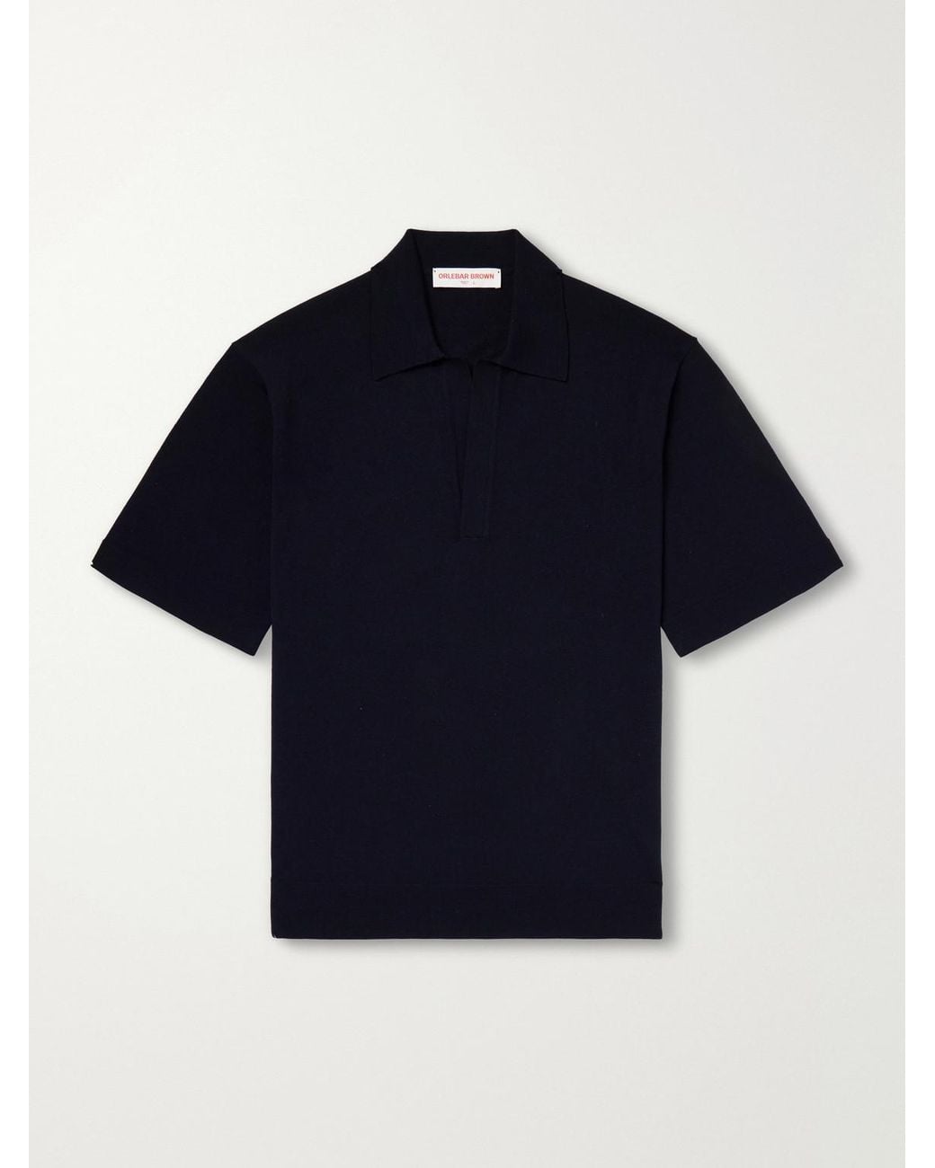 Orlebar Brown Blue Raffertie Merino Wool Polo Shirt for men