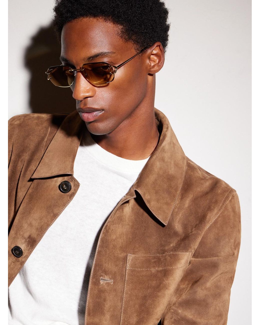 Cartier Natural Signature C Rimless Square-frame Gold-tone Metal Sunglasses for men