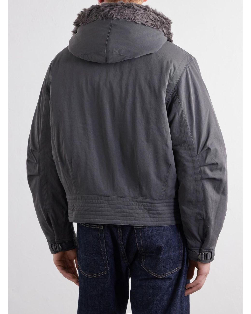 Our Legacy Gray Orbit Hooded Twill Bomber Jacket for men