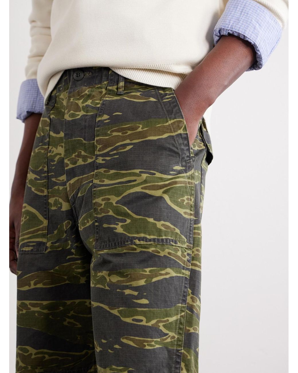 Orslow Green U.s. Army Fatigue Printed Straight-leg Rip-stop Cotton Shorts for men