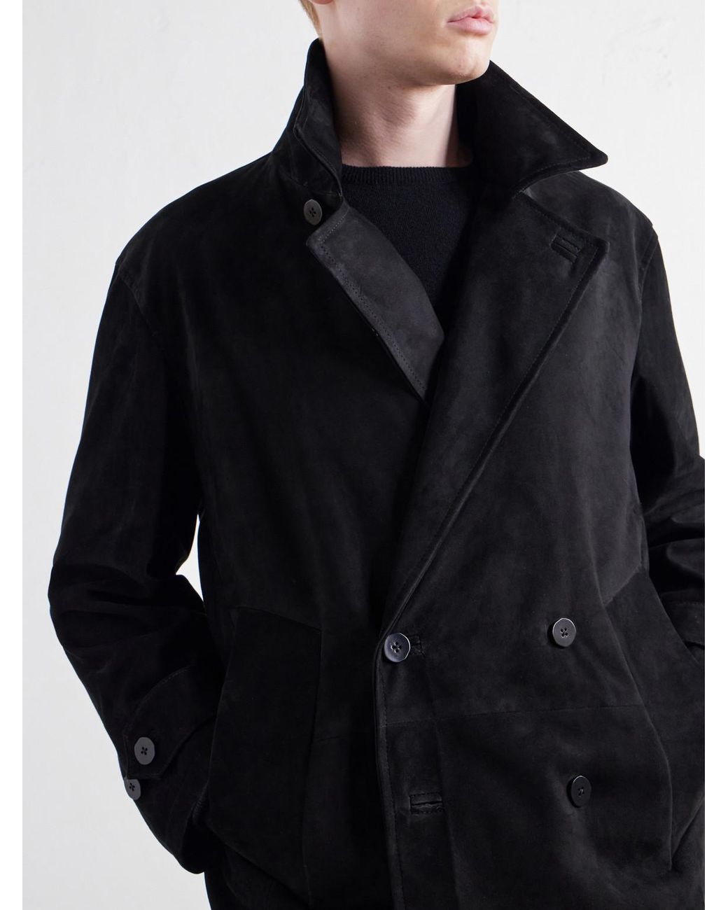 STÒFFA Black Double-Breasted Suede Jacket for men