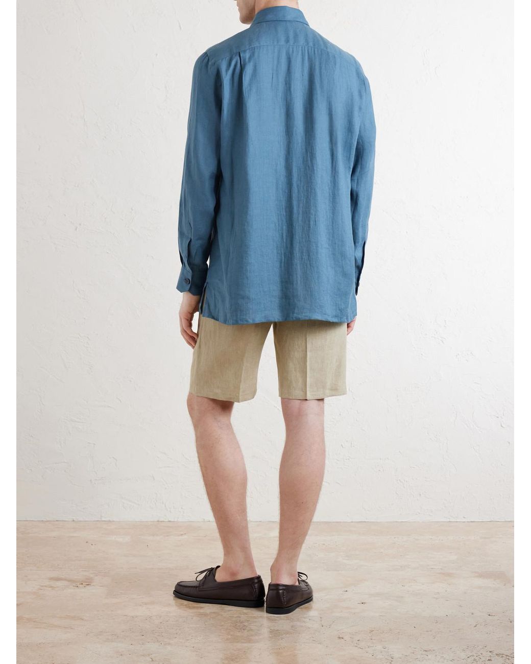 Kiton Blue Linen Shirt for men