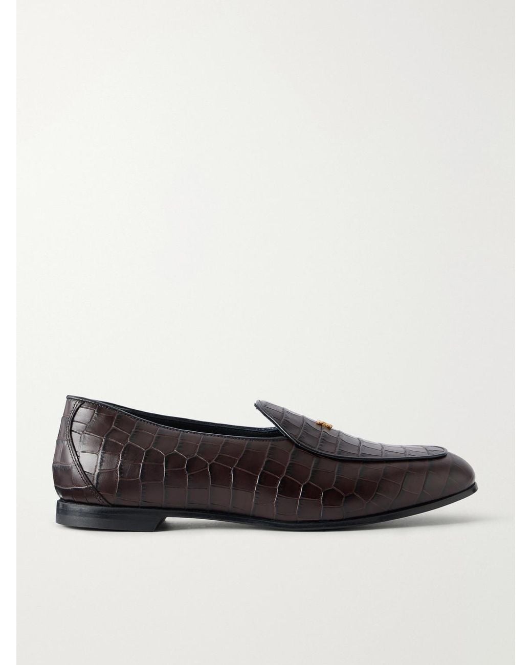 Aimé Leon Dore Brown Logo-Embellished Croc-Effect Leather Loafers for men