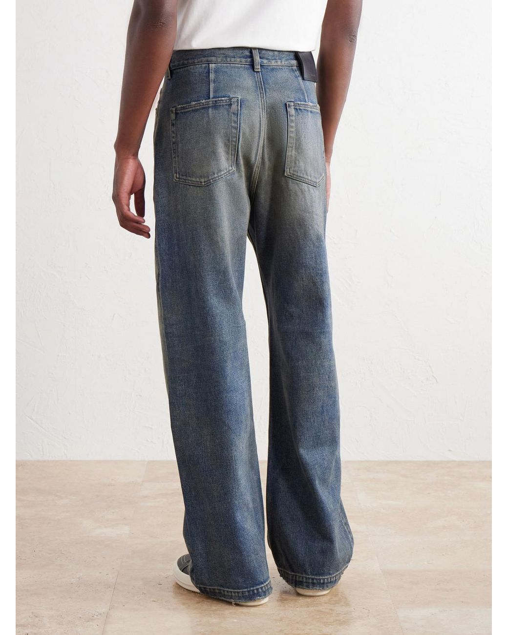 Rick Owens Blue Strobe Wide-Leg Jeans for men