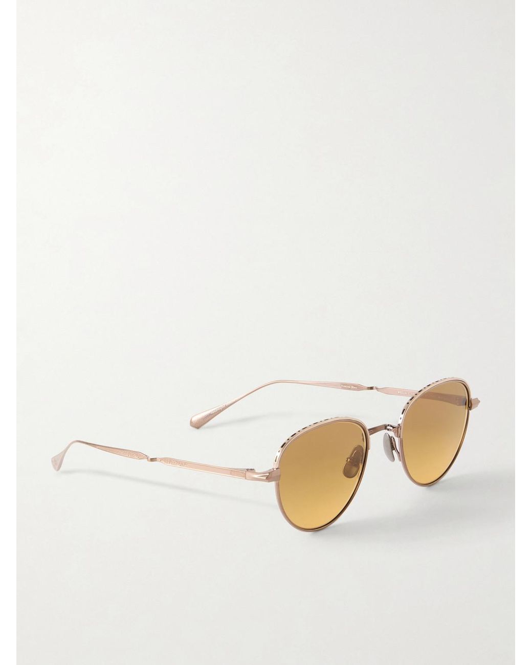 Garrett Leight Natural Wells J Round-Frame Bronze-Tone Titanium Sunglasses for men
