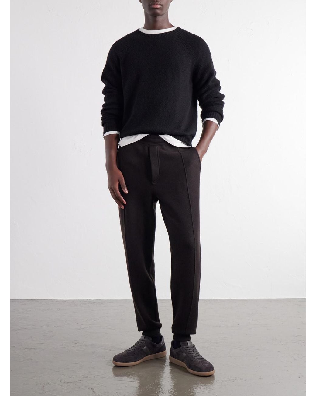 Tom Ford Black Tapered Wool-Jersey Sweatpants for men