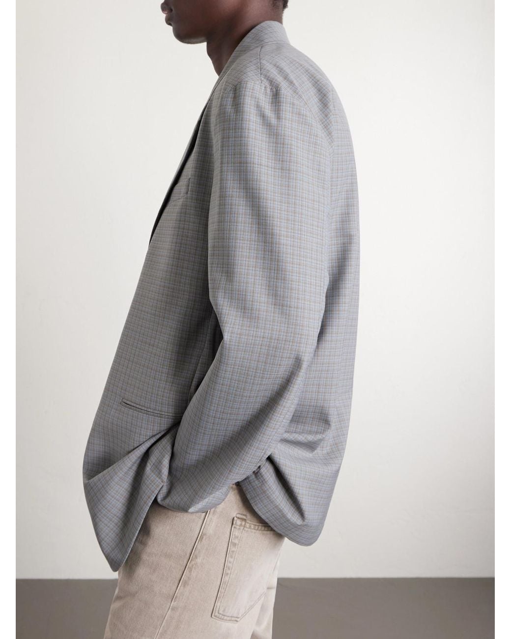 Our Legacy Gray Industry Checked Grain De Poudre Blazer for men