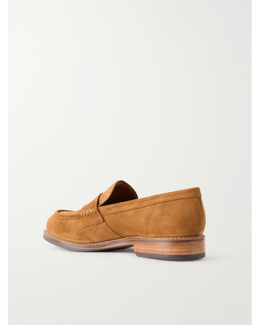 GRENSON Brown Nate Suede Penny Loafers for men