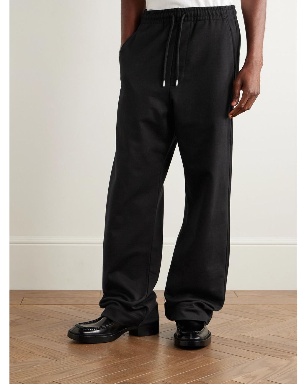 Dries Van Noten Black Straight-Leg Cotton-Jersey Sweatpants for men