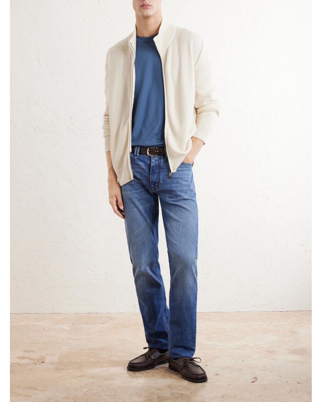 Brioni Blue Cotton-Jersey T-Shirt for men