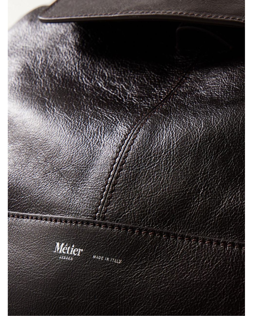 Metier Black Glide Full-Grain Leather Backpack for men