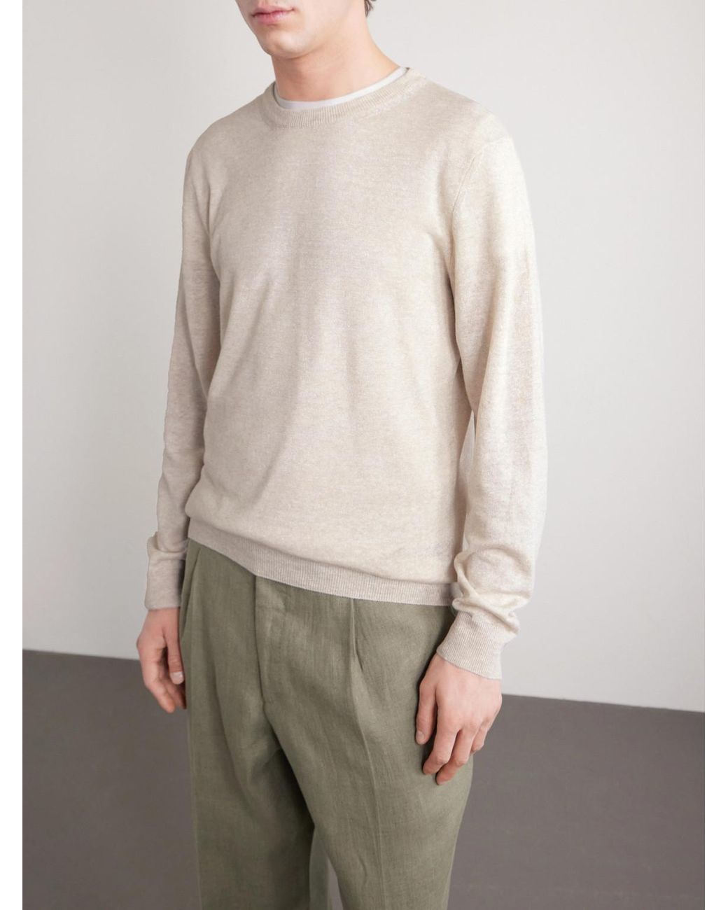Mr P. White Linen And Cotton-blend Sweater for men