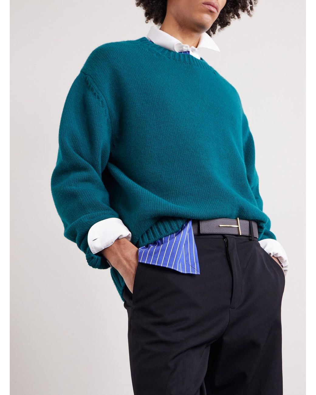 Tom Ford Blue Wool And Cashmere-Blend Sweater for men