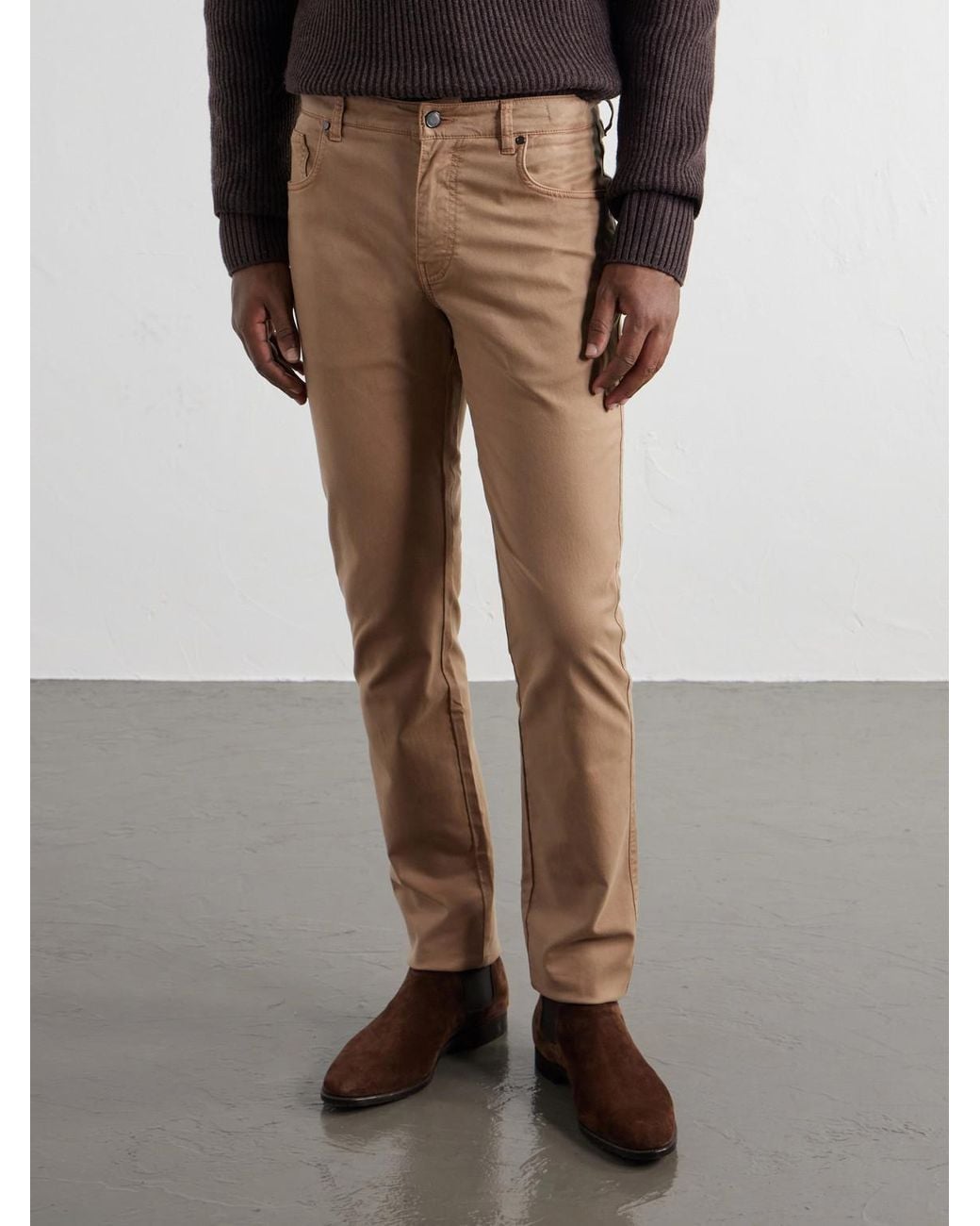James Purdey & Sons Natural Slim-Fit Straight-Leg Cotton-Blend Twill Trousers for men
