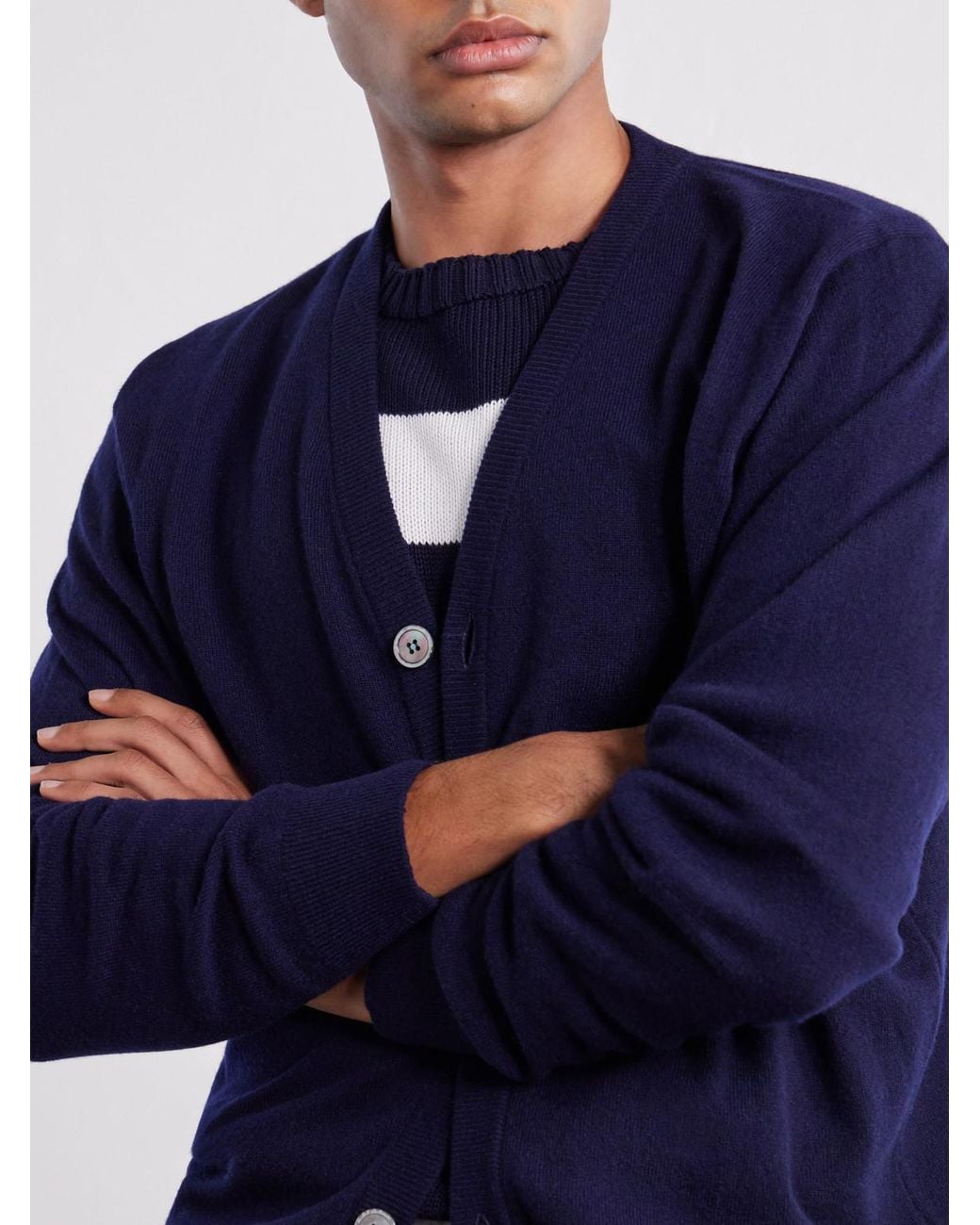 Begg x Co Blue Heriot Cashmere Cardigan for men