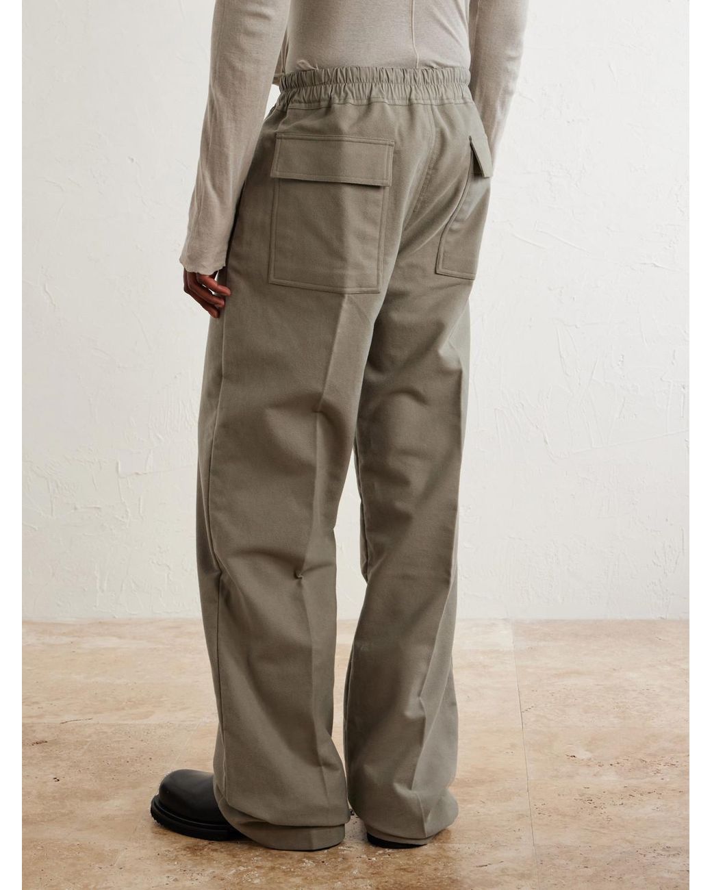 Rick Owens Natural Dietrich Straight-leg Cotton-twill Drawstring Trousers for men