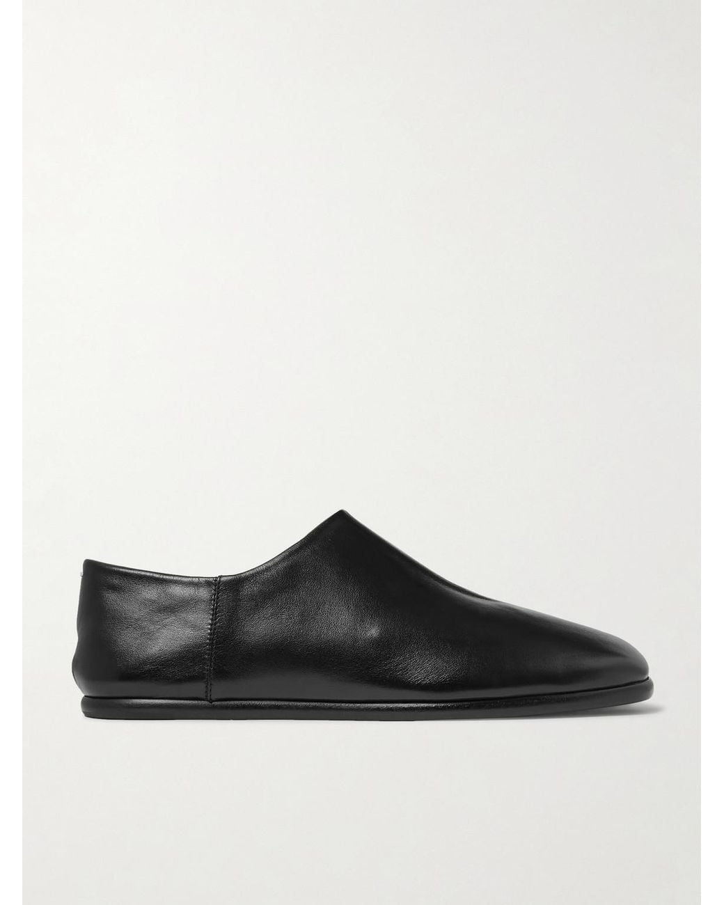 Maison Margiela Black Tabi Split-Toe Leather Collapsible-Heel Loafers for men