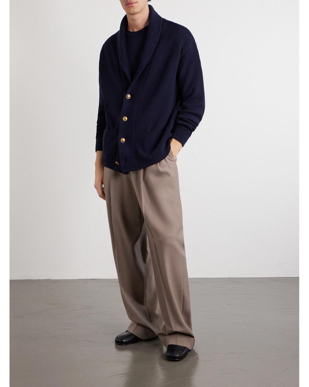 Valentino Garavani Blue Knit Wool Cardigan for men