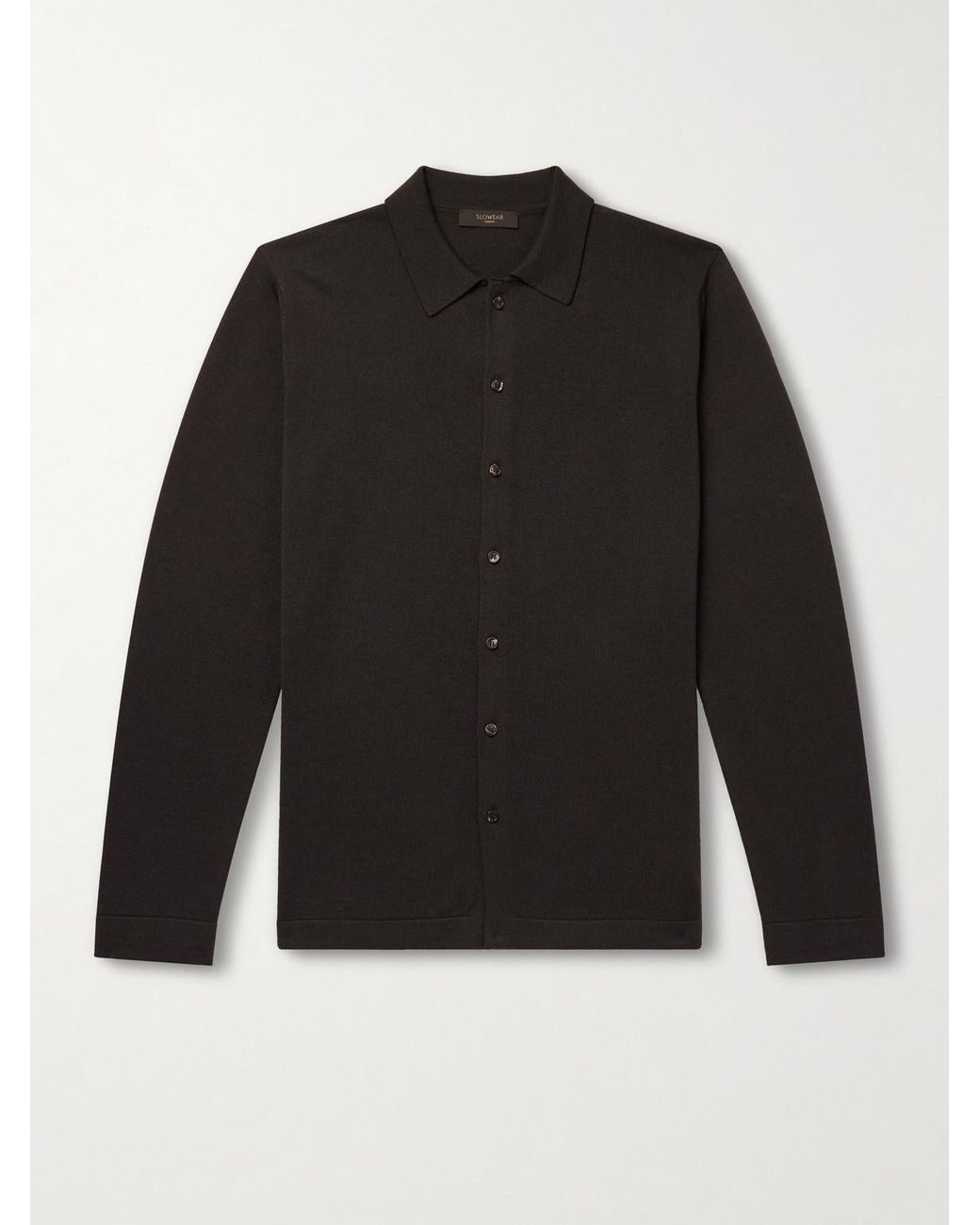 Slowear Black Zanone Knitted Virgin Wool Shirt for men