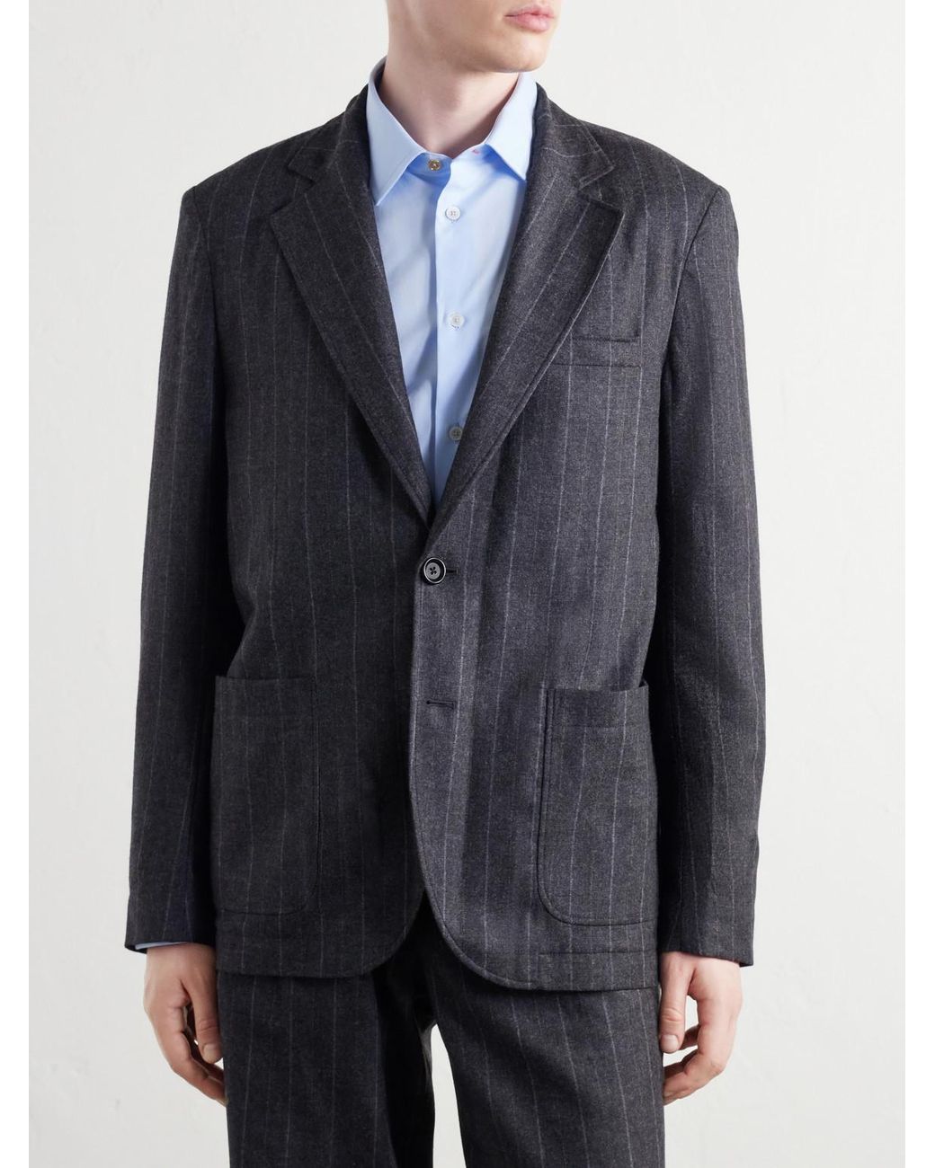 Oliver Spencer Black Westbury Striped Wool-Blend Suit Jacket for men